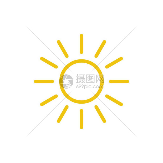 太阳图标向量线夏季符号平面轮廓ui标志设计用于网站移动应用程序的细线形图象图标志插图图片