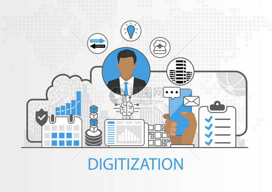 商人的矢量背景和数字化概念的图示用于图片