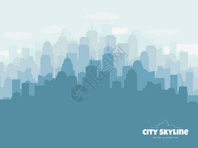 城市概念城市天线的轮廓平式图片