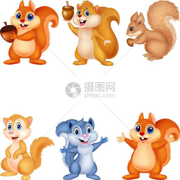 卡通松鼠收藏集插画图片下载-正版图片402347996-摄图网
