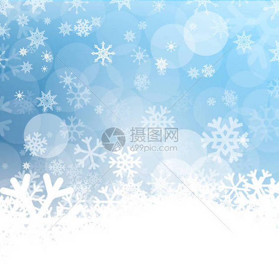 矢量冷背景带雪花的冰冻冬季设计蓝白冰模图片