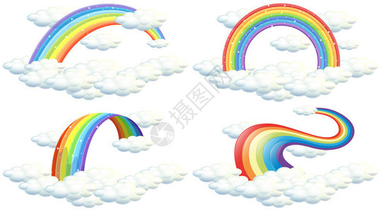 一组白色背景插图上的彩虹图片