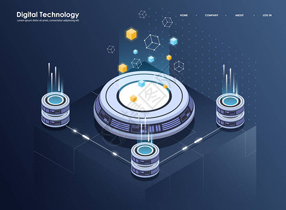 大数据处理等距数据中心矢量信息处理和存储的概念带有抽象几何元图片