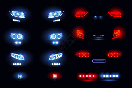 汽车LED灯逼真的设置图片
