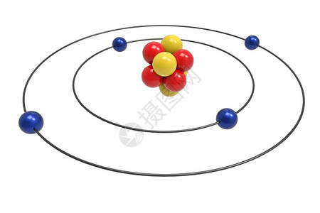 具有质子中子和电子的铍原子的玻尔模型科学与化学概背景图片