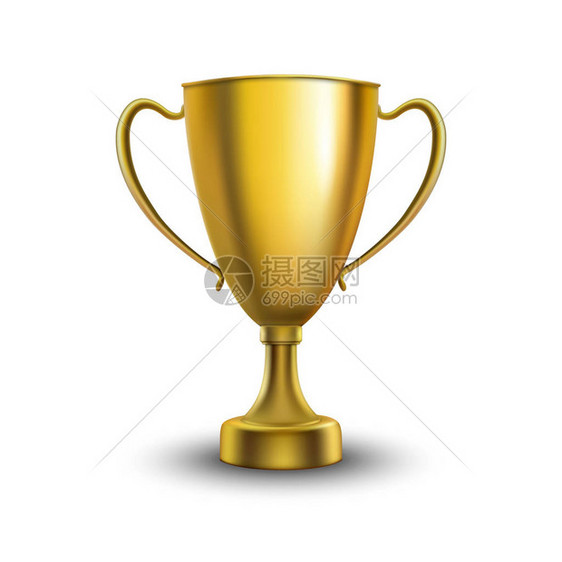 孤立的冠军杯白色背景上的奖杯矢量插图图片
