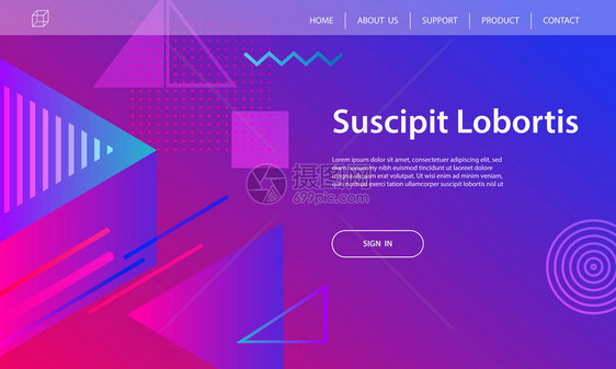 网站模板设计和登陆页面几何形状背景用于应用程序开发移动ui模图片