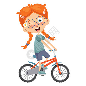孩子骑自行车的向量例证图片