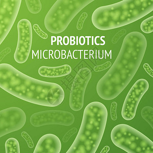 具有不同微生物的抽象医学绿本背景图片