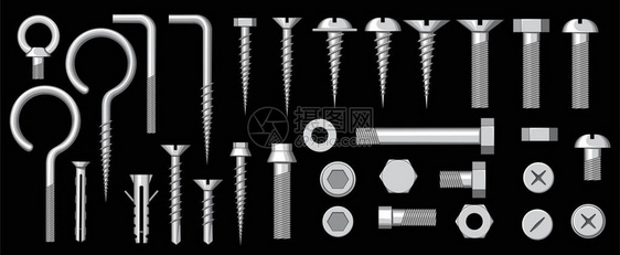 一组螺栓和螺钉的插图图片
