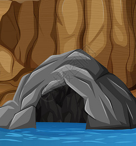 自然被淹的洞穴入口插图图片
