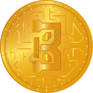 矢量插图Bitcoin加密货币块状平面标志图片