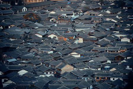 丽江古城建筑屋顶抽象背景图片