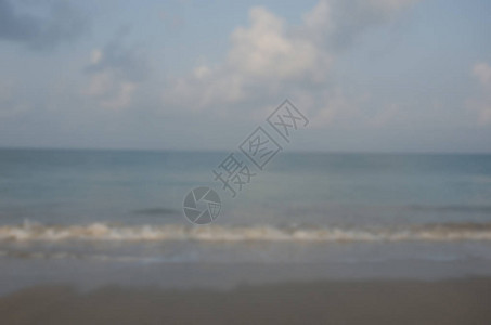 模糊海滩和海洋抽象背景图片