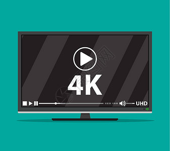 具有超高清4k屏幕格式的现代纯平电视带在线播放器的电视LED电视显示屏平面图片