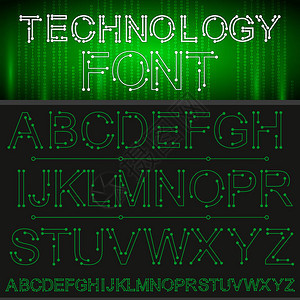 技术矢量字体独特的设计适用于技术电路工程数字游戏科图片