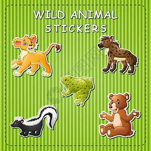 粘贴标签上可爱野生动物漫图片