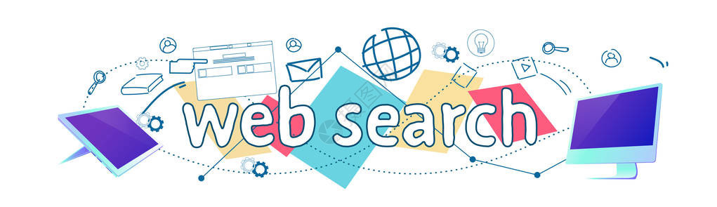 搜索在线浏览概念的Seo网络搜索引擎水平横标草图片