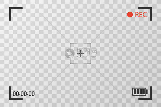 相机视图查看图像视觉屏幕对焦透明背景上的视频录制屏幕图片