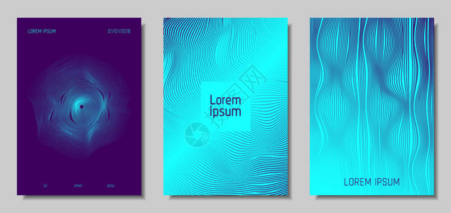 蓝色抽象封面与运动效果波浪条纹背景带有流线的几何模板集EPS10矢量设计小册子杂志音乐海报书籍的3图片