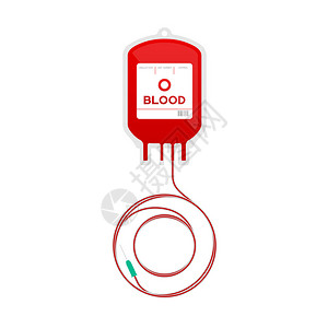 血袋型O红色和字母标志形状由脐带插图制成图片