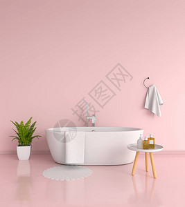 粉色浴室内部3D渲染图片