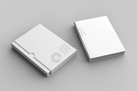 Slipcase书模拟在软灰色背景上孤立的图片