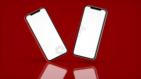 红色和黑色智能手机有空白屏幕在红图片