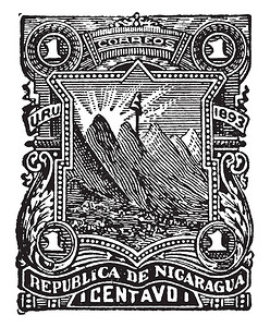 分筛尼加拉瓜1分邮票于1893年插画