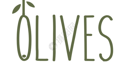 橄榄细线会徽带叶子的绿色橄榄枝美食不寻常的概念标志模板简图片