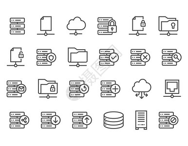 一套服务器图标云数据库可编辑的斯特罗克48x4高清图片