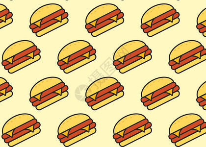 食品图标快餐零食和饮料汉堡和三图片