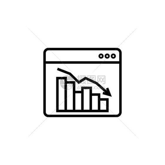 图表箭头减少图标美元货币跌落符号经济拉升回落业务损失危机减少降低成本破产图片