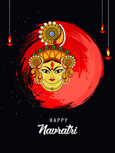 Navratri庆祝快乐的海报或班纳图片