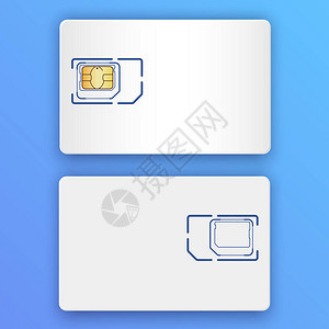 空切合实际的矢量SIM卡背面和前视图图片
