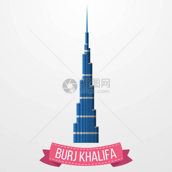 以白色背景显示BurjKhalifa塔图图片