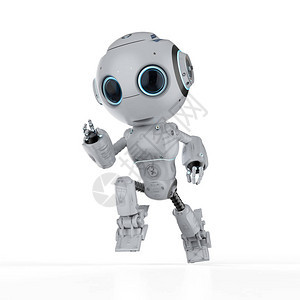 3D让可爱的人工智能机器人在白图片