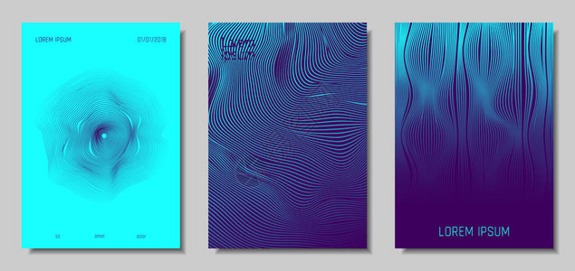 蓝色抽象封面与效果波浪条纹背景带有流线的几何模板集EPS10矢量设计小册子杂志音乐海报书籍的3图片