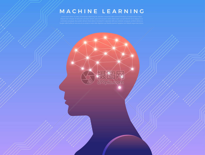 插图概念机器学习通过人工智能与技术分析数据和知图片素材-正版创意图片402357667-摄图网