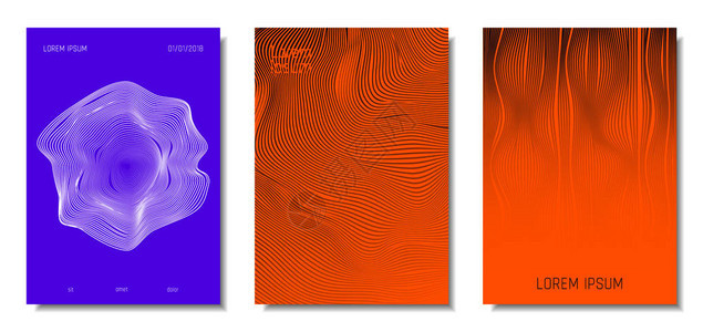 波浪线具有运动和变形效果的抽象封面流动的条纹背景时尚几何模板集EPS10矢量设计小册子音乐声音海报的3图片