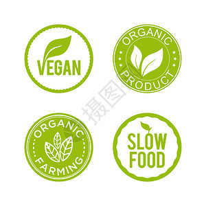 健康食品图标集素食主义者有机产品有机农业和慢食背景图片