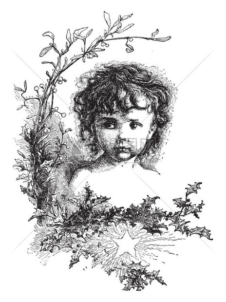婴儿塔博作为基督古老的线条绘图片