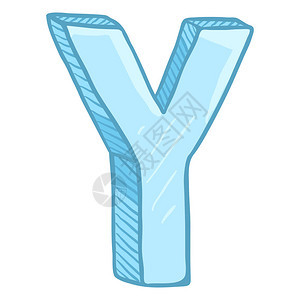 单卡通冰蓝色字母Y图片