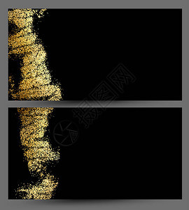 一组横幅由黑色背景上的草图构成的金质图片
