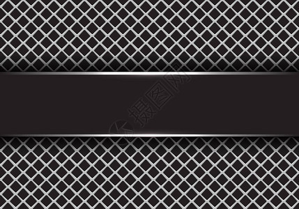 灰色正方形网格设计上的黑银摘要横幅背景图片