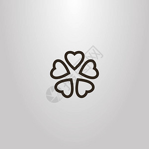 5个心形花瓣的鲜花符号黑白简单图片