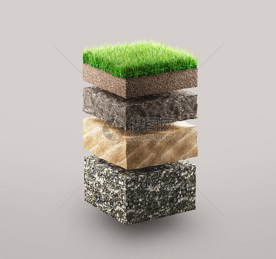 草层和地面3d渲染插图图片