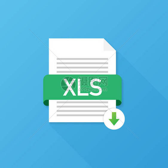 下载XLS按钮下载文档概念带有和向下箭头符号的文件图片