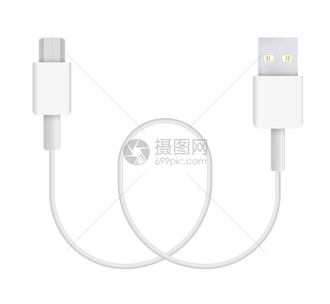 微型USB到20电缆的逼真矢量插图用于连接和充电手机移动设备计算机电视平板电脑和游戏机的插画图片下载-正版图片402362204-摄图网
