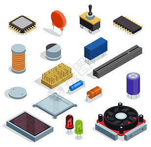 半导体等距集微芯片微处理器二极管晶体管电容器电阻器槽隔背景图片